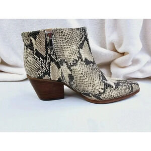 Sam Edelman Size 9.5M Womens Snake Print Leather Side Zip Block Heel Ankle Boots